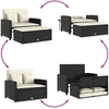 Dvivietė sodo sofa su pagalvėlėmis, juodos spalvos, poliratanas