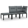 Dvivietė sodo sofa su pagalvėlėmis, juodos spalvos, poliratanas