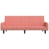 Dvivietė sofa-lova, rožinės spalvos, aksomas