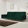 Dvivietė sofa-lova su dvejomis pagalvėmis, žalia, aksomas