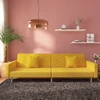 Dvivietė sofa-lova su dvejomis pagalvėmis, geltona, audinys