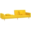 Dvivietė sofa-lova su dvejomis pagalvėmis, geltona, audinys