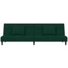 Dvivietė sofa-lova su dvejomis pagalvėmis, žalia, aksomas