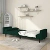 Dvivietė sofa-lova su dvejomis pagalvėmis, žalia, aksomas