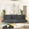 Dvivietė sofa-lova su dvejomis pagalvėmis, pilka, audinys