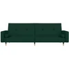 Dvivietė sofa-lova su dvejomis pagalvėmis, žalia, aksomas