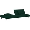 Dvivietė sofa-lova su dvejomis pagalvėmis, žalia, aksomas