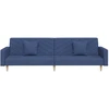 Dvivietė sofa-lova su dvejomis pagalvėmis, mėlyna, audinys