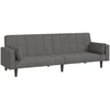 Dvivietė sofa-lova su dvejomis pagalvėmis, pilka, audinys