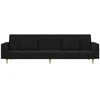Dvivietė sofa-lova su dvejomis pagalvėmis, juoda, audinys