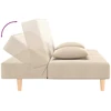 Dvivietė sofa-lova su dvejomis pagalvėmis, kreminė, audinys