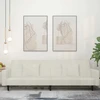 Dvivietė sofa-lova su dvejomis pagalvėmis, kreminė, aksomas
