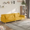 Dvivietė sofa-lova su dvejomis pagalvėmis, geltona, audinys