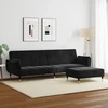 Dvivietė sofa-lova su pakoja, juodos spalvos, aksomas