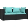 Dvivietė sofa su pagalvėlėmis, juodos spalvos, poliratanas