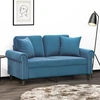 Dvivietė sofa su pagalvėlėmis, mėlynos spalvos, 120cm, aksomas