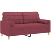 Dvivietė sofa su pagalvėlėmis, raudonojo vyno, 140cm, audinys