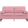 Dvivietė sofa su pagalvėlėmis, rožinės spalvos, 140cm, aksomas