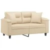 Dvivietė sofa su pagalvėmis, kreminė, 120cm, audinys