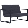 Dvivietė sofa su porankiais, tams. pilk. sp., plienas ir aud.