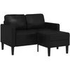 Dvivietė sofa su šezlongu, L formos, juoda, 125 cm, dirbtinė oda