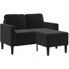 Dvivietė sofa su šezlongu, L formos, juoda, 125 cm, aksominis