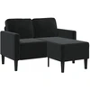 Dvivietė sofa su šezlongu, L formos, juoda, 125 cm, aksominis