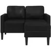 Dvivietė sofa su šezlongu, L formos, juoda, 125 cm, dirbtinė oda