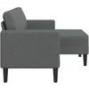 Dvivietė sofa su šezlongu, L formos, tamsiai pilka, 125 cm, audinys