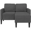 Dvivietė sofa su šezlongu, L formos, tamsiai pilka, 125 cm, linas