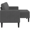 Dvivietė sofa su šezlongu, L formos, tamsiai pilka, 125 cm, linas