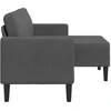 Dvivietė sofa su šezlongu, L formos, tamsiai pilka, 125 cm, linas