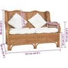 Dvivietė sofa, šviesiai ruda, natūralus ratanas ir linas