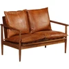 Dvivietė sofa, tikra oda ir akacijos mediena, ruda