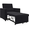 Fotelis Ištraukiamas sofa-lova vienvietis su ratais Juoda Aksomas