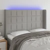Galvūgalis su LED, šviesiai pilkas, 147x16x118/128cm, audinys