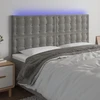 Galvūgalis su LED, šviesiai pilkas, 160x5x118/128cm, aksomas