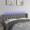 Galvūgalis su LED, šviesiai pilkas, 163x16x78/88cm, aksomas