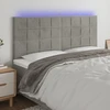 Galvūgalis su LED, šviesiai pilkas, 180x5x118/128cm, aksomas