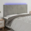 Galvūgalis su LED, šviesiai pilkas, 180x5x118/128cm, aksomas