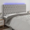 Galvūgalis su LED, šviesiai pilkas, 180x7x118/128cm, audinys