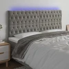 Galvūgalis su LED, šviesiai pilkas, 180x7x118/128cm, aksomas