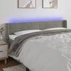 Galvūgalis su LED, šviesiai pilkas, 203x16x78/88cm, aksomas