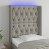 Galvūgalis su LED, šviesiai pilkas, 83x16x118/128cm, audinys