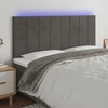Galvūgalis su LED, tamsiai pilkas, 180x5x118/128cm, aksomas