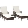 Saulės gultas 3 pcs Ruda ir Kremavimo Balta 200 x 55 x 92 cm