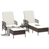 Saulės gultas 3 pcs Ruda ir Kremavimo Balta 200 x 55 x 92 cm