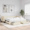 Ištraukiama lova su stalčiais, kreminė, 100x200cm, audinys