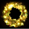 Kalėdinis vainikas su LED lemputėmis, žalios spalvos, 60cm, PVC