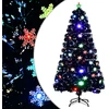 Kalėdų eglutė su LED snaigėmis, juoda, 120cm, optinis pluoštas